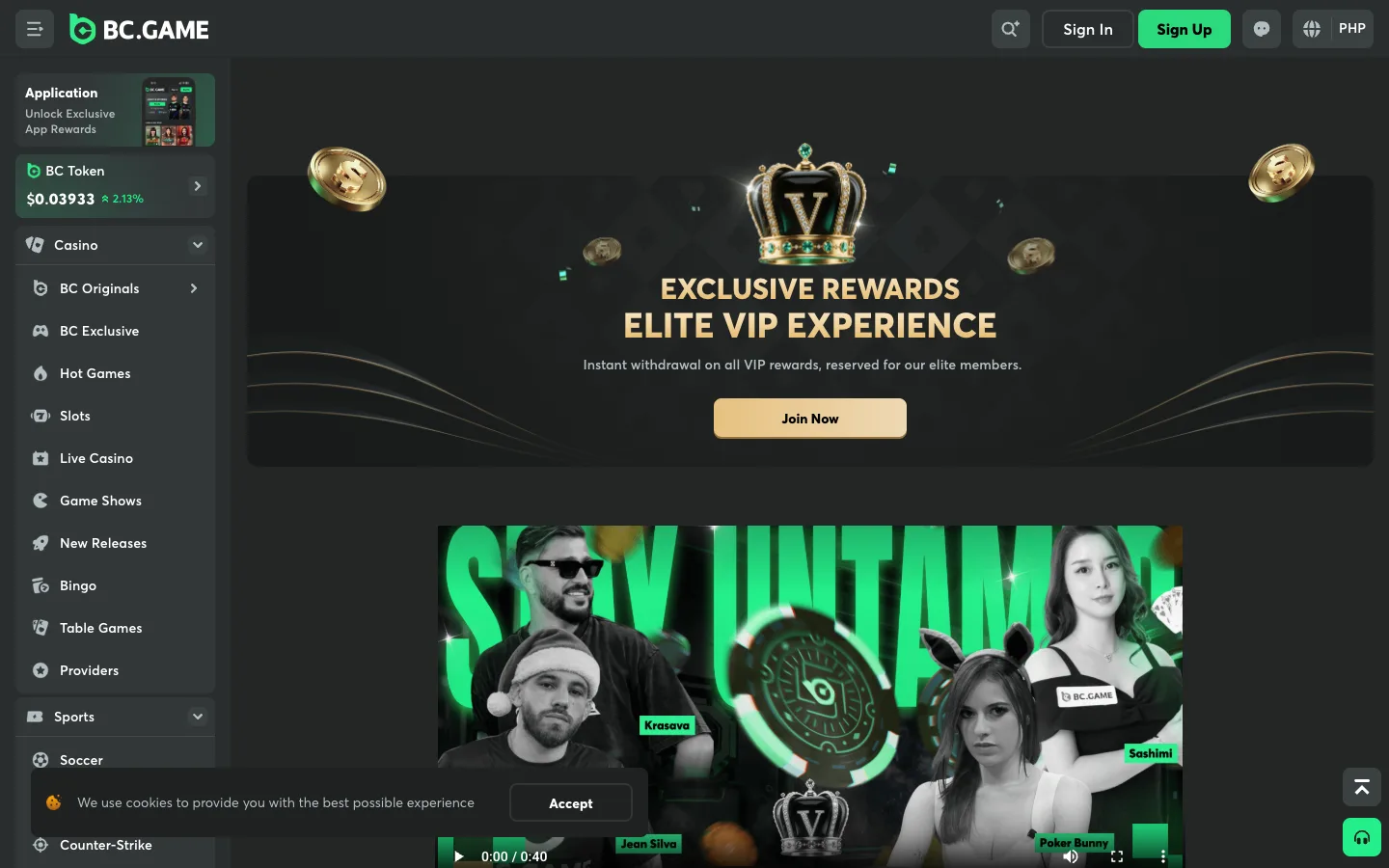 BC.Game VIP Club page