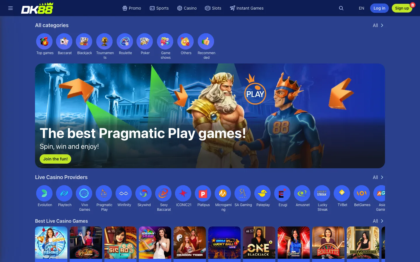 DK88 live casino providers