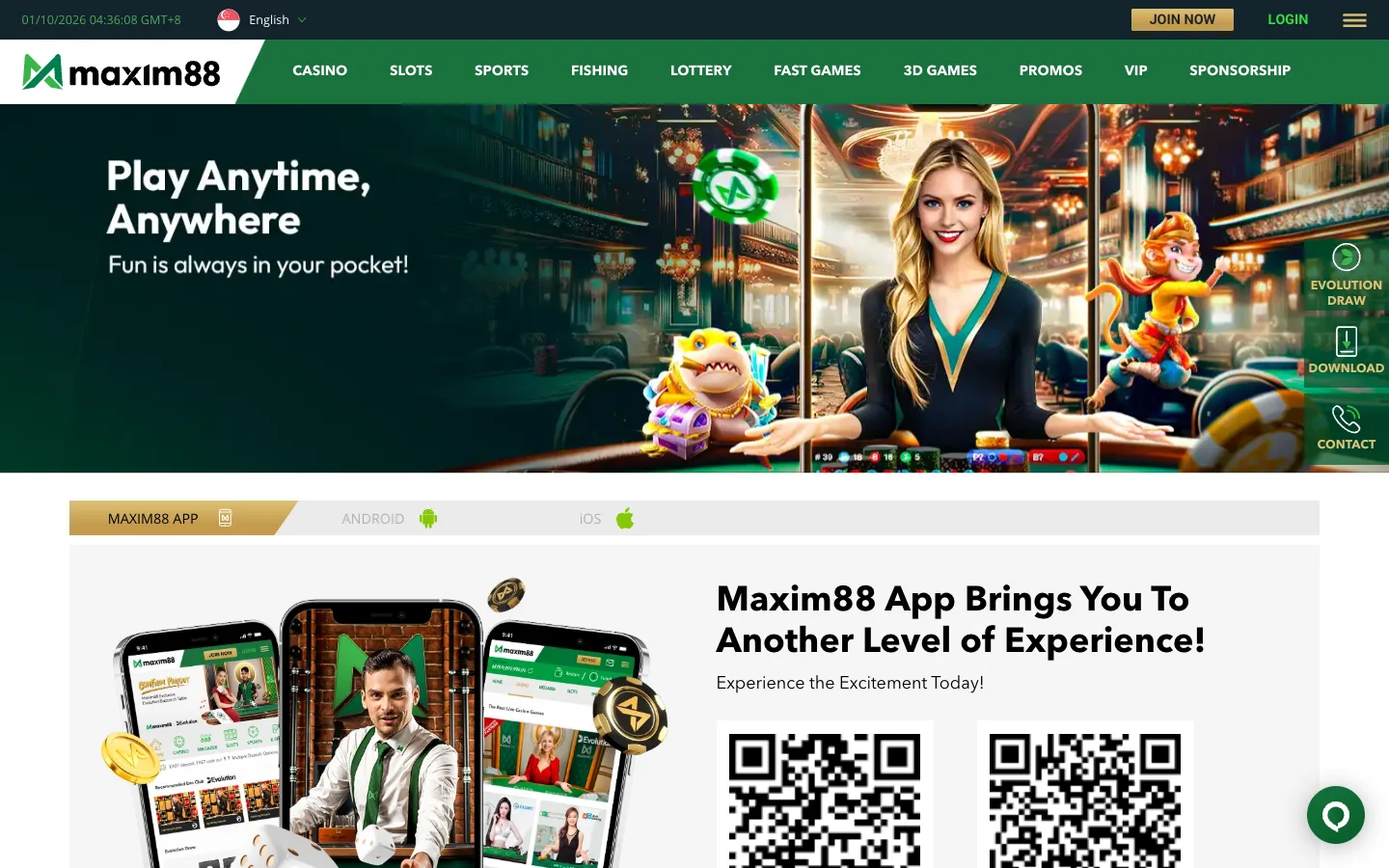 Maxim88 app download page