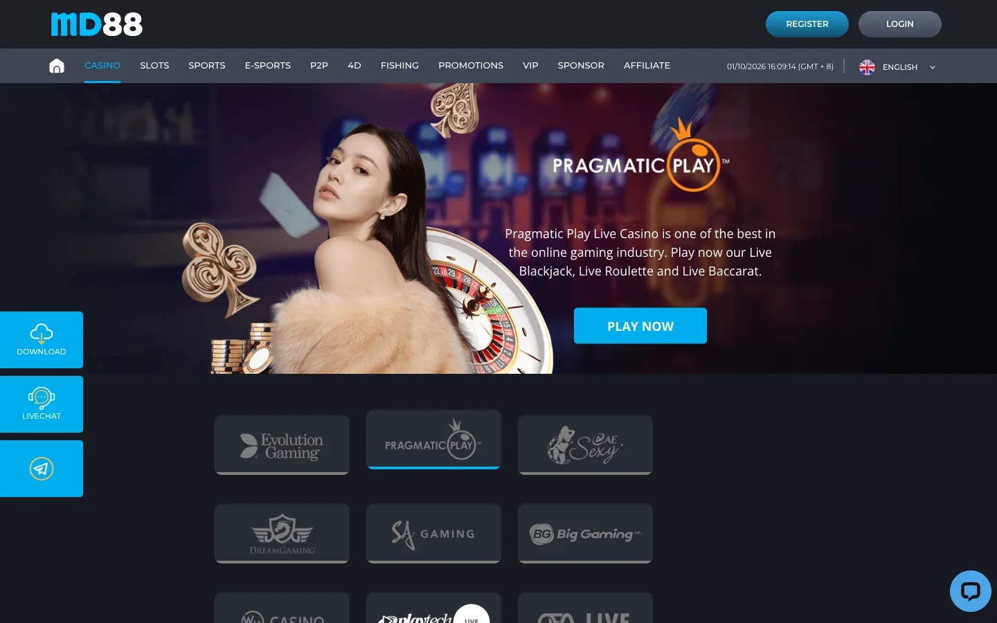 MD88 live casino providers