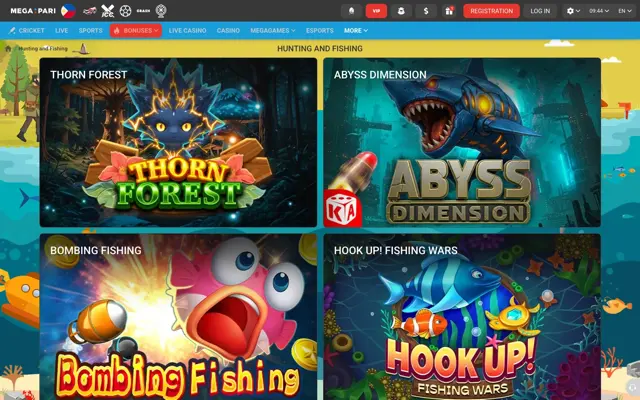Megapari Hunting and Fishing lobby with Thorn Forest and Bombing Fishing