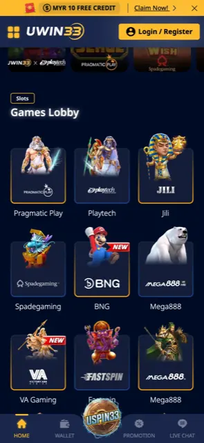 Lobi slot UWIN33 di telefon