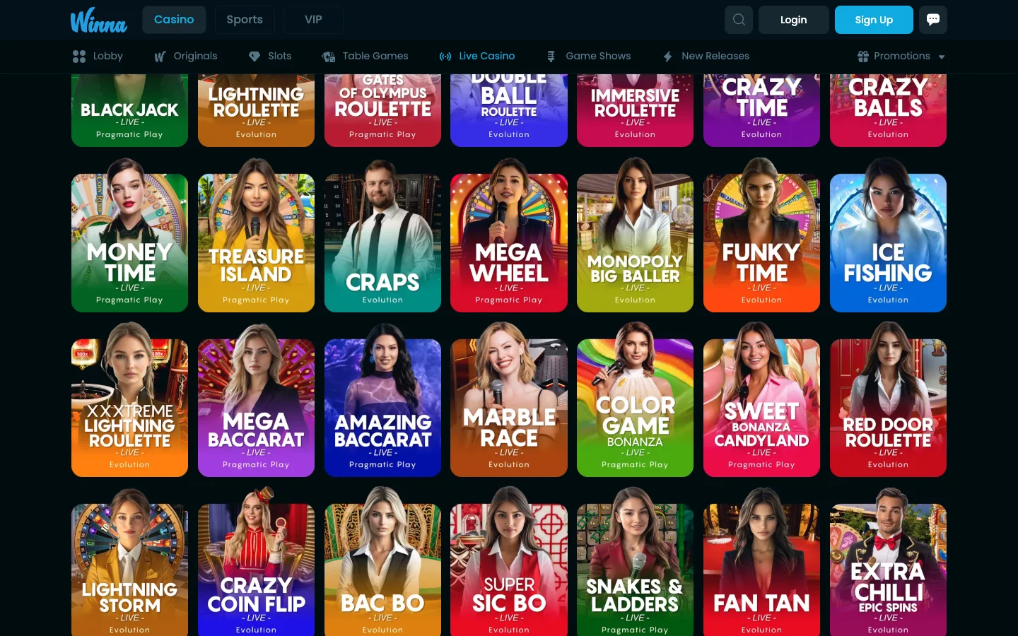 Winna live casino